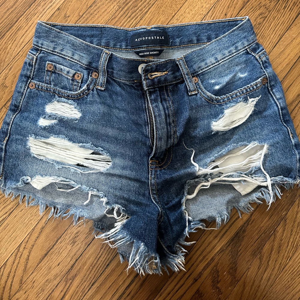 Aeropostale Blue High Rise Denim Shorts